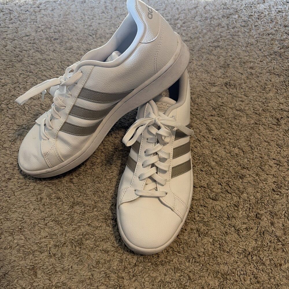 Adidas Sneaker Men 10 White Grand Court Lace Up Round Toe Casual Comfort F36485